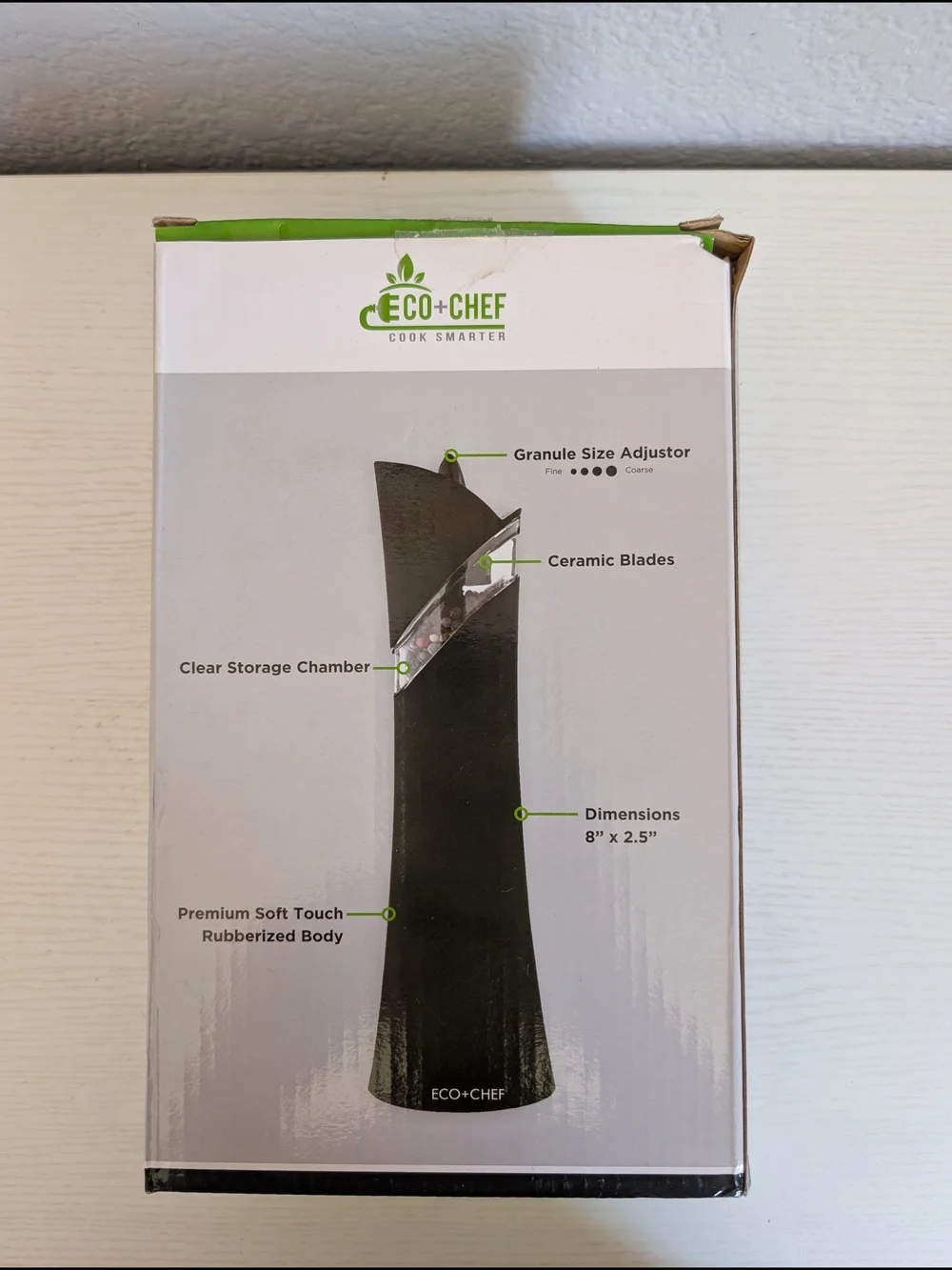 Black Gravity Activated Salt & Pepper Grinder - Adjustable Grinder